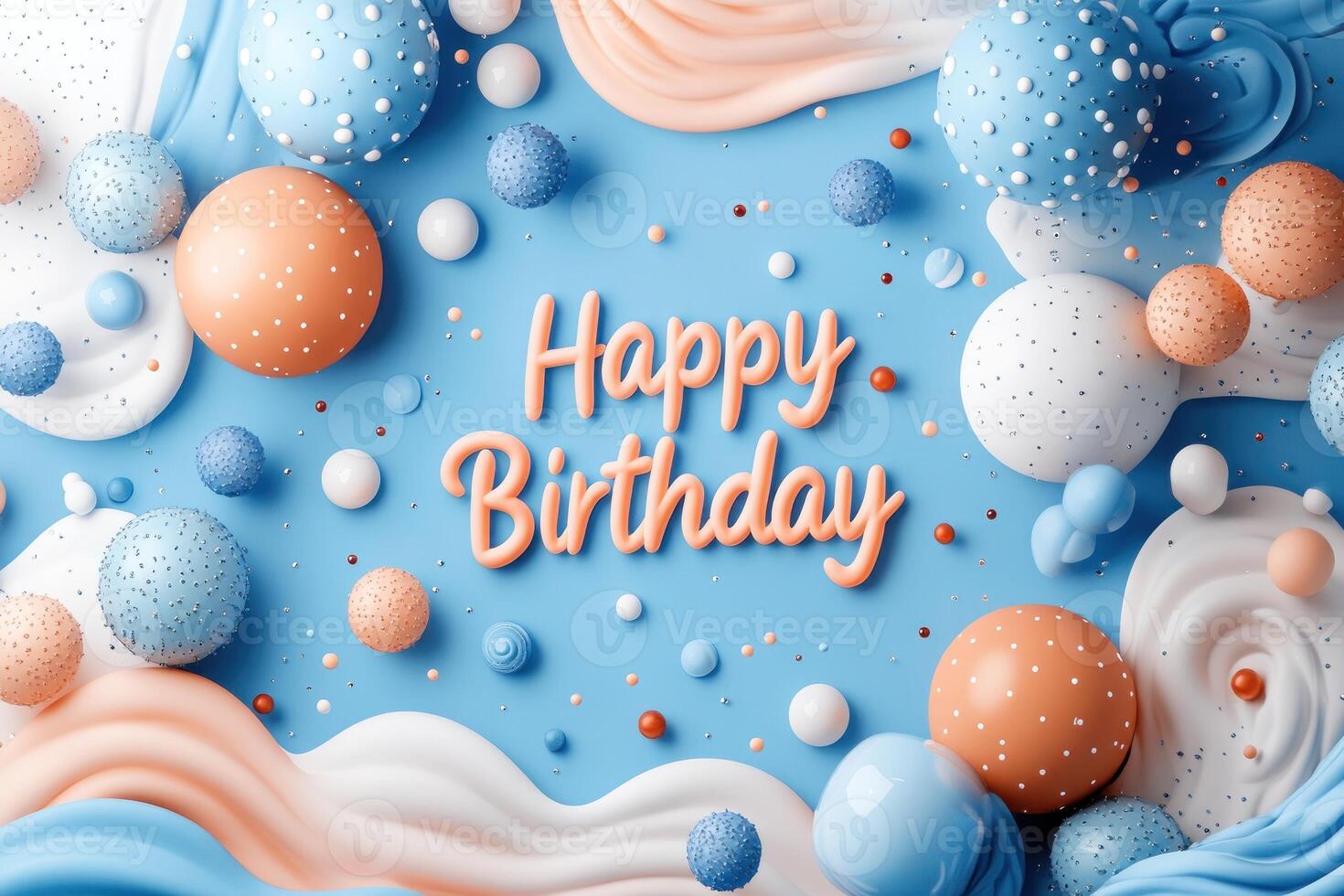 Colorful decorations celebrate a birthday with playful swirls and vibrant round shapes photo