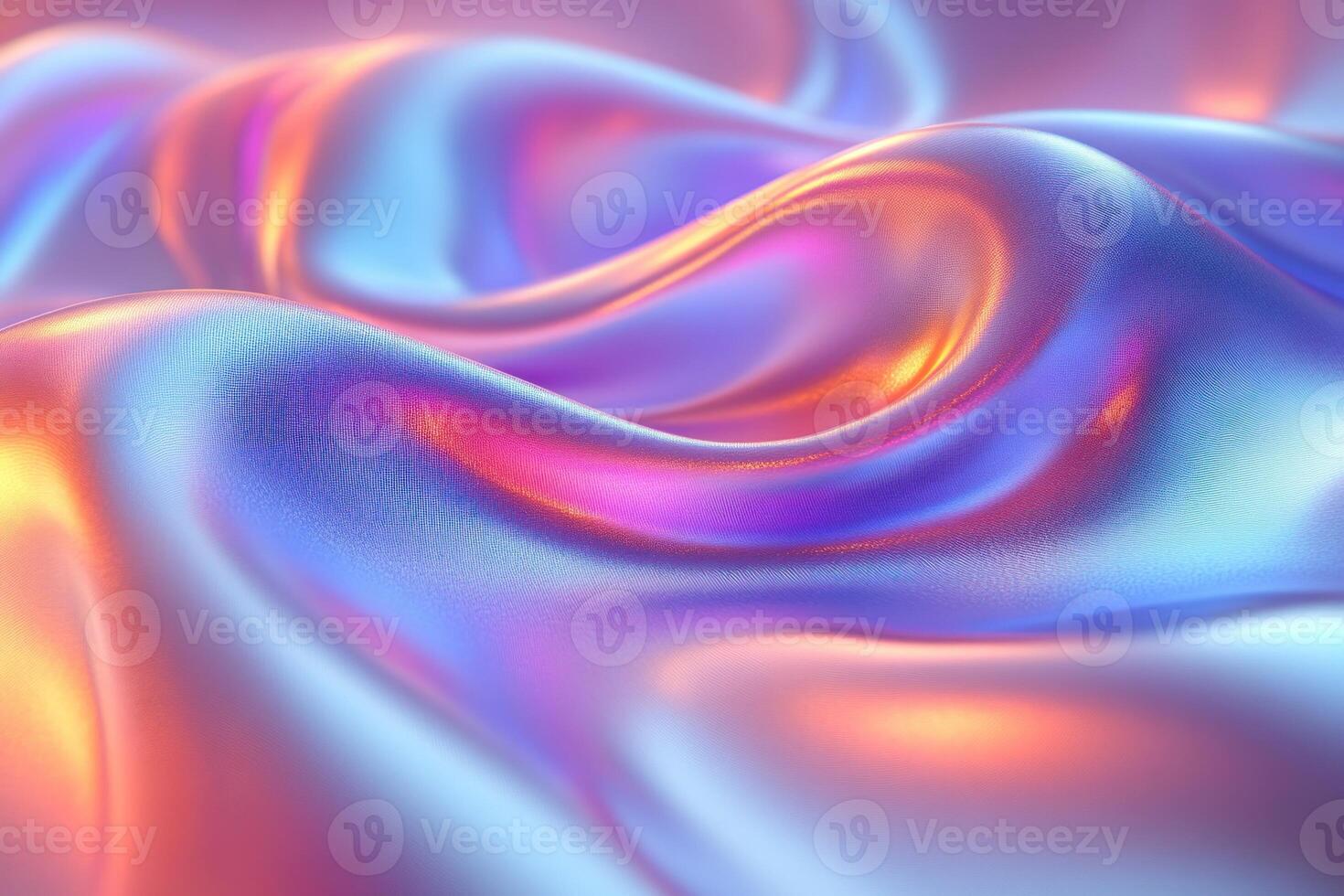 Silk fabric drapes smoothly, showcasing a blend of vibrant colors with a soft, radiant glow photo
