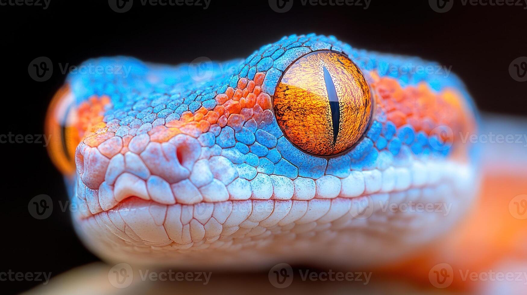 A gecko displays vibrant colors and striking eyes in its natural environment photo
