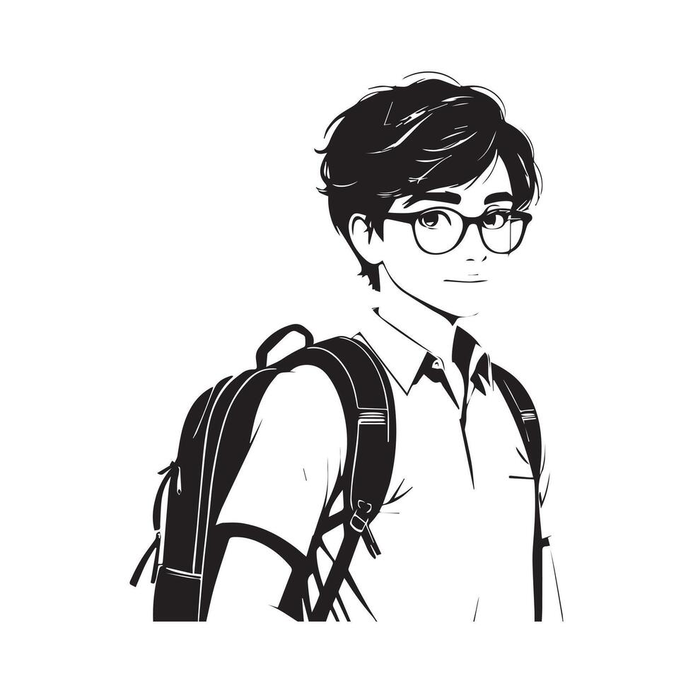 Students silhouette with white Background. Back to School, celebrating a new school year vector