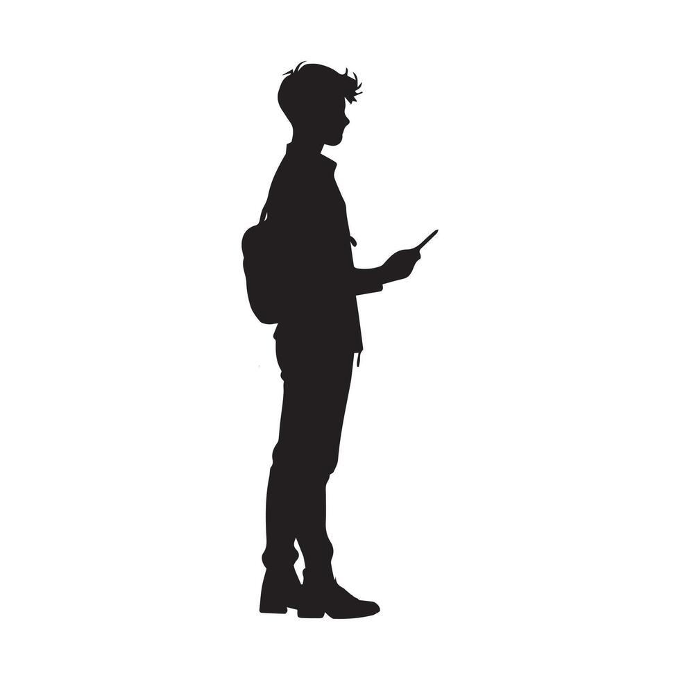 Students silhouette with white Background. Back to School, celebrating a new school year vector