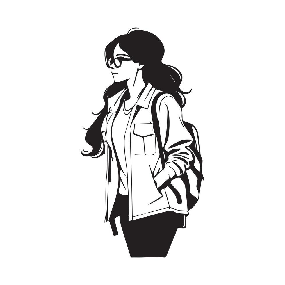 Students silhouette with white Background. Back to School, celebrating a new school year vector