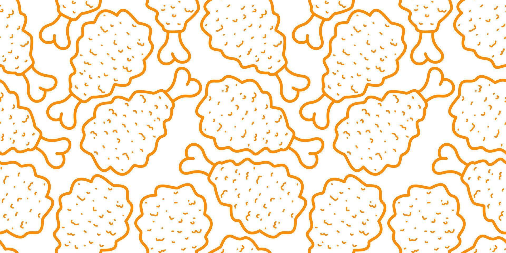 fried chicken seamless pattern background. doodle fried chicken pattern background. Fried chicken doodle pattern. fast food background. Chicken leg seamless pattern. Chicken drumstick pattern vector