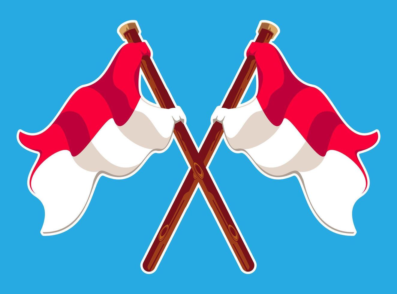 Two Crossed Indonesian Flags on a Blue Background Happy Indonesian Independence Day vector