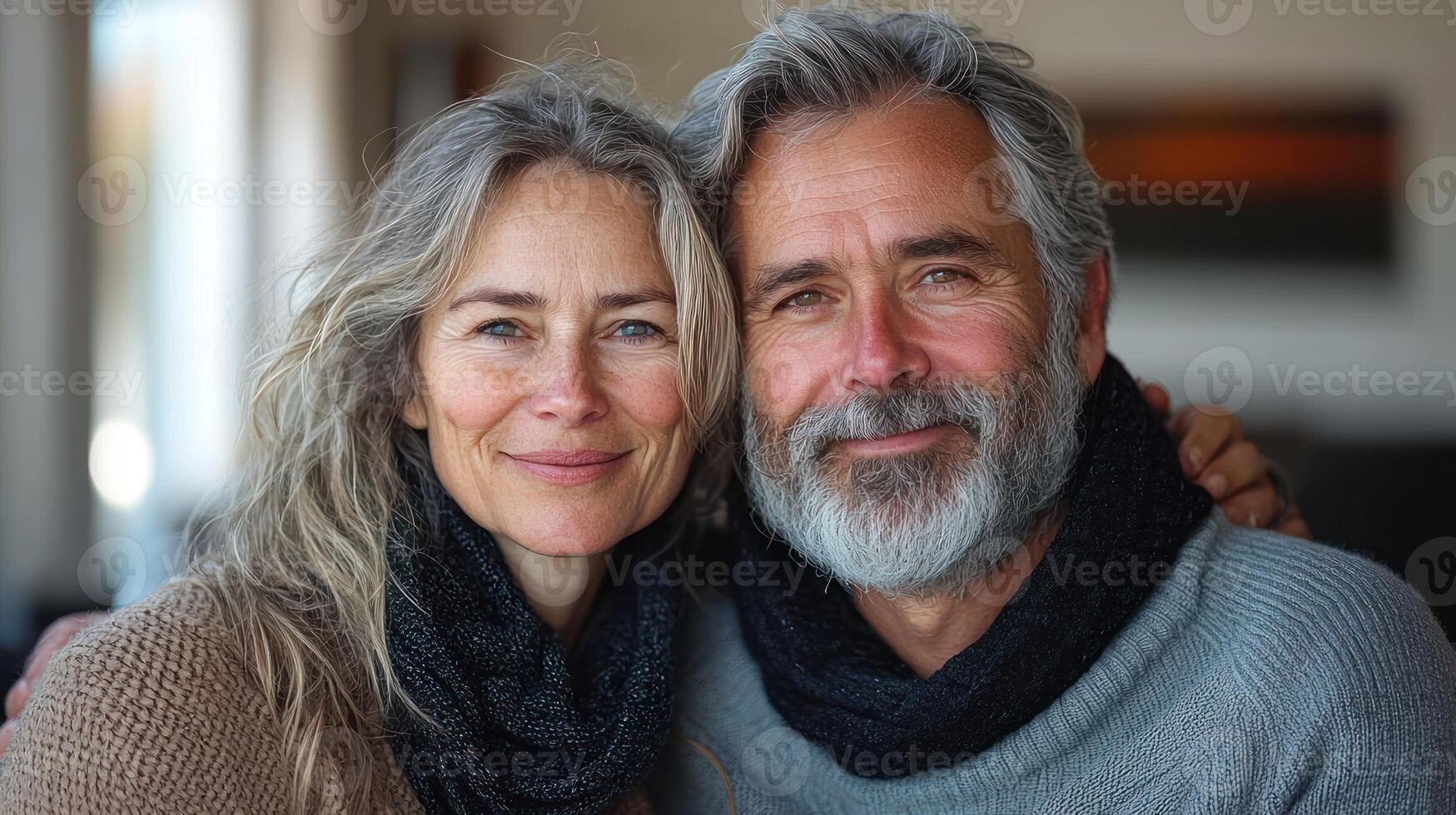 Happy couple enjoys each other's company in a warm, inviting atmosphere photo