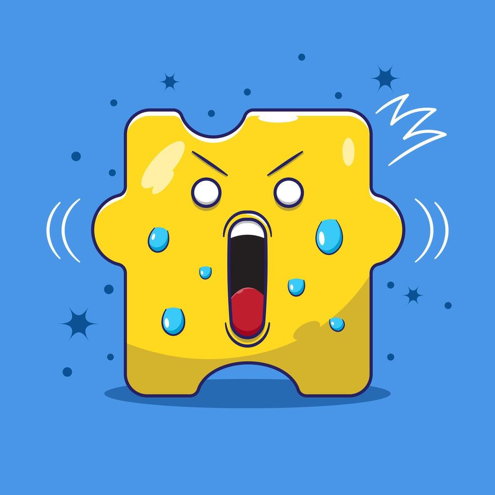 Cute puzzle character with shocked face and sweating. design cartoon illustration icon mascot symbol. cartoon puzzle character concept. vector