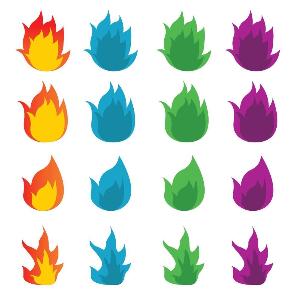 fire collection with different colors vector