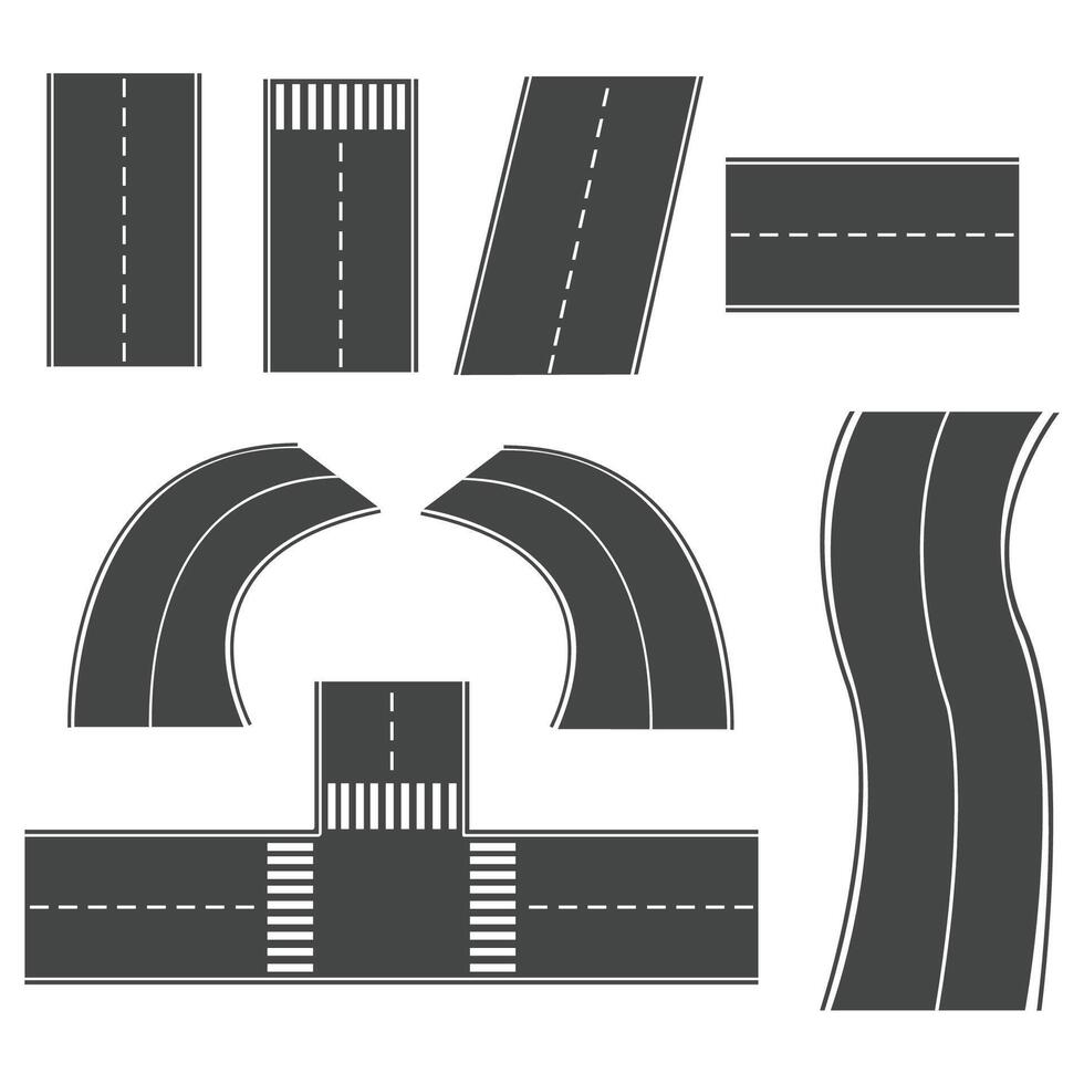 collection of types of roads with different shapes vector