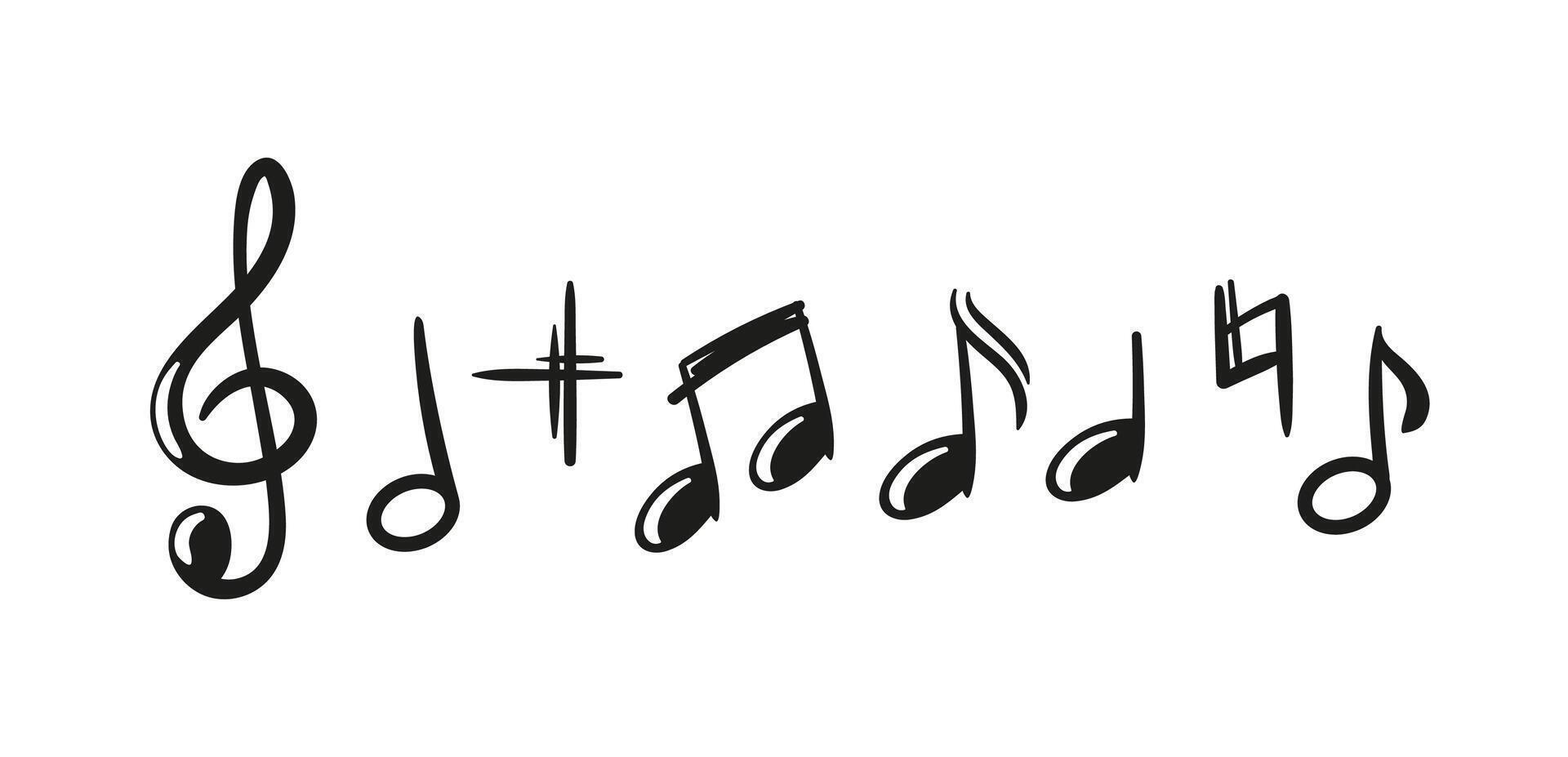 Music note set. Musical sound, symbols, melody concept. sketch drawing. vector