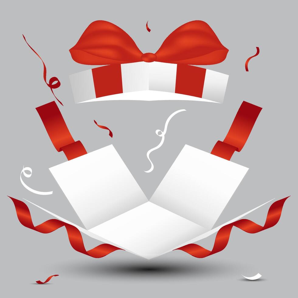 open white box, with red ribbon vector