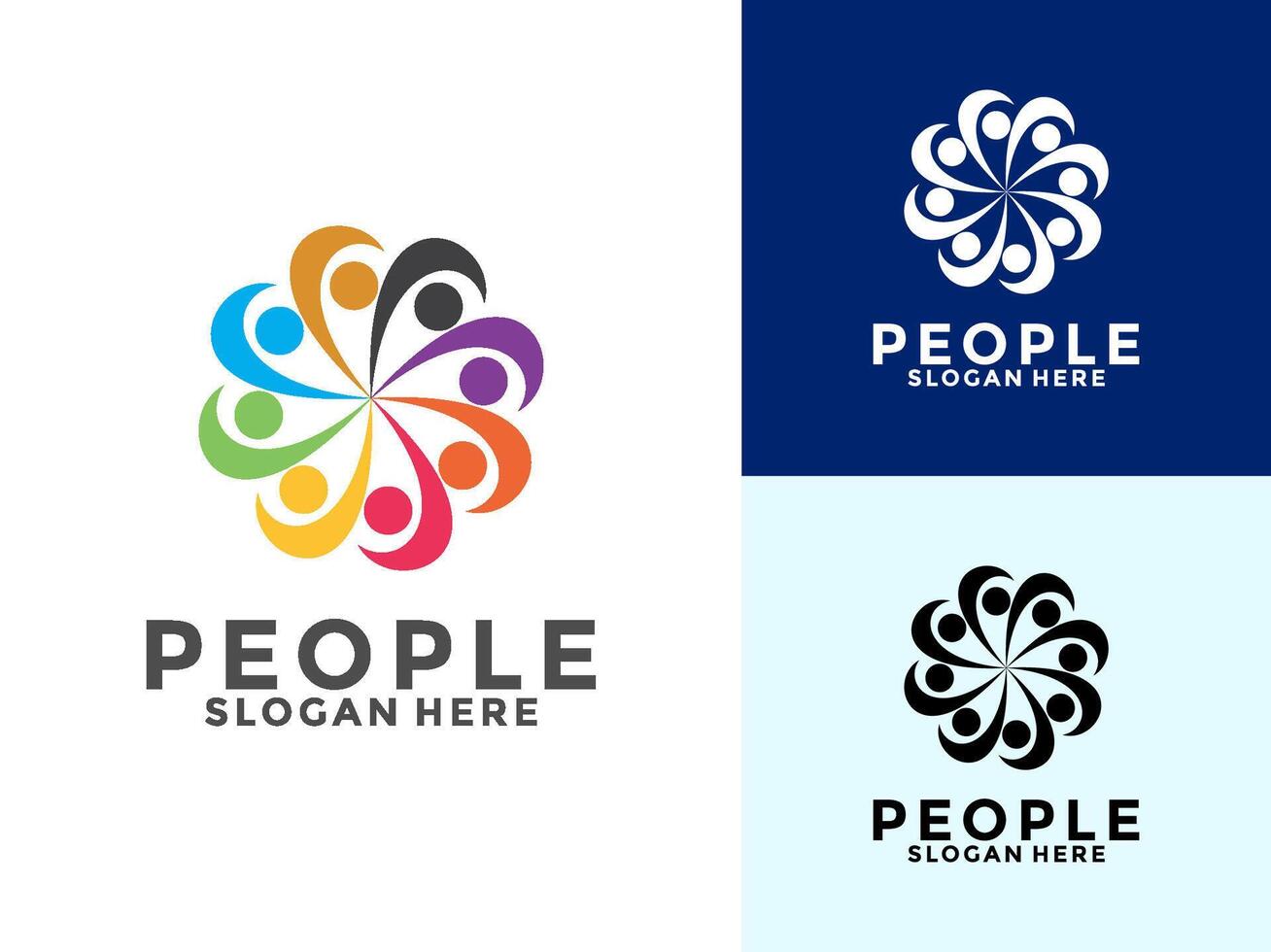 People logo design, human community logo template. symbol for teamwork, social group, community. vector
