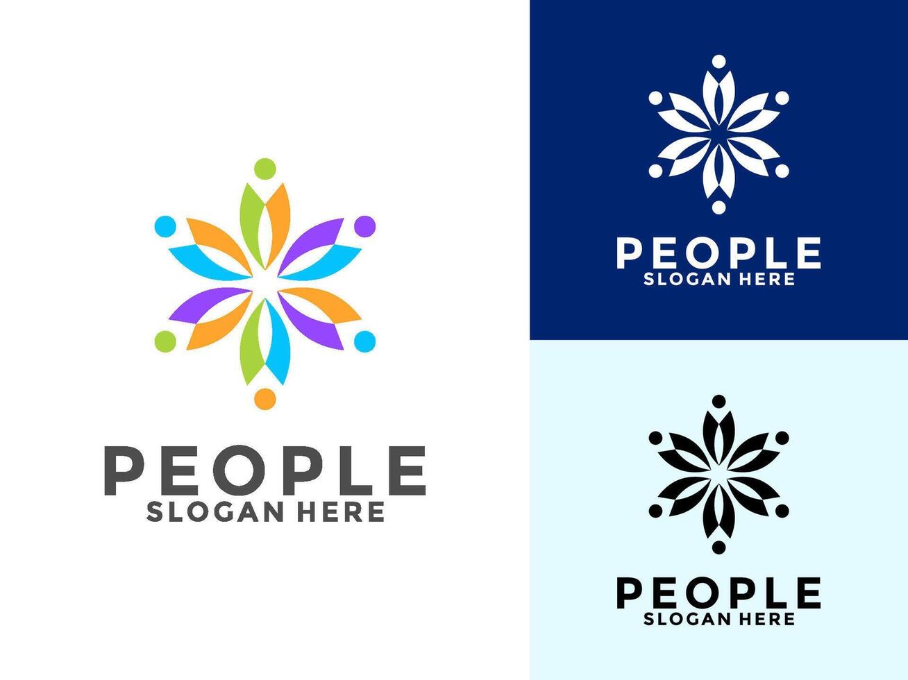 People logo design, human community logo template. symbol for teamwork, social group, community. vector