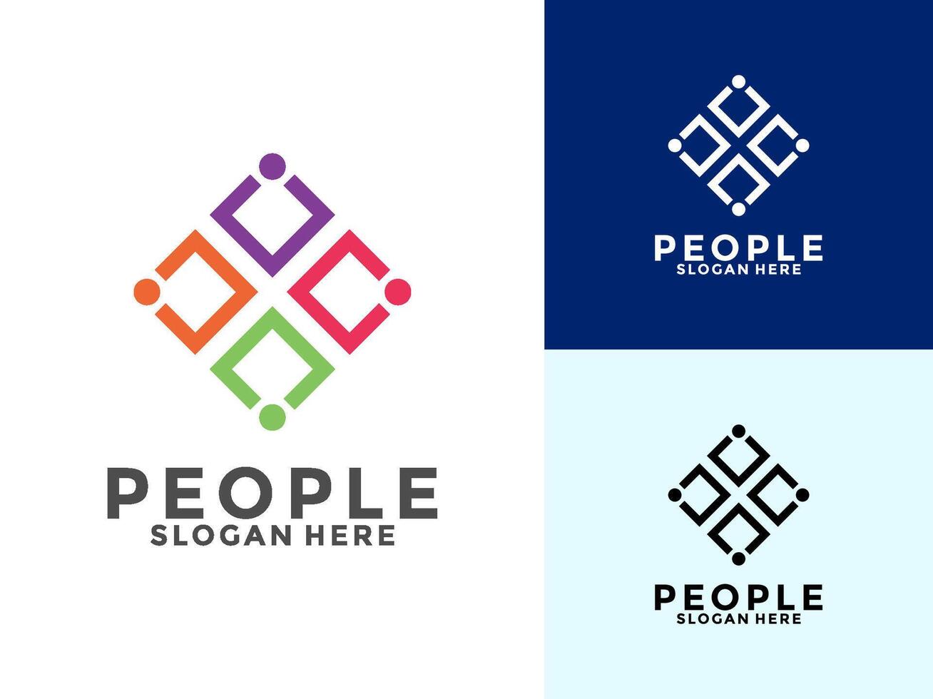 People logo design, human community logo template. symbol for teamwork, social group, community. vector