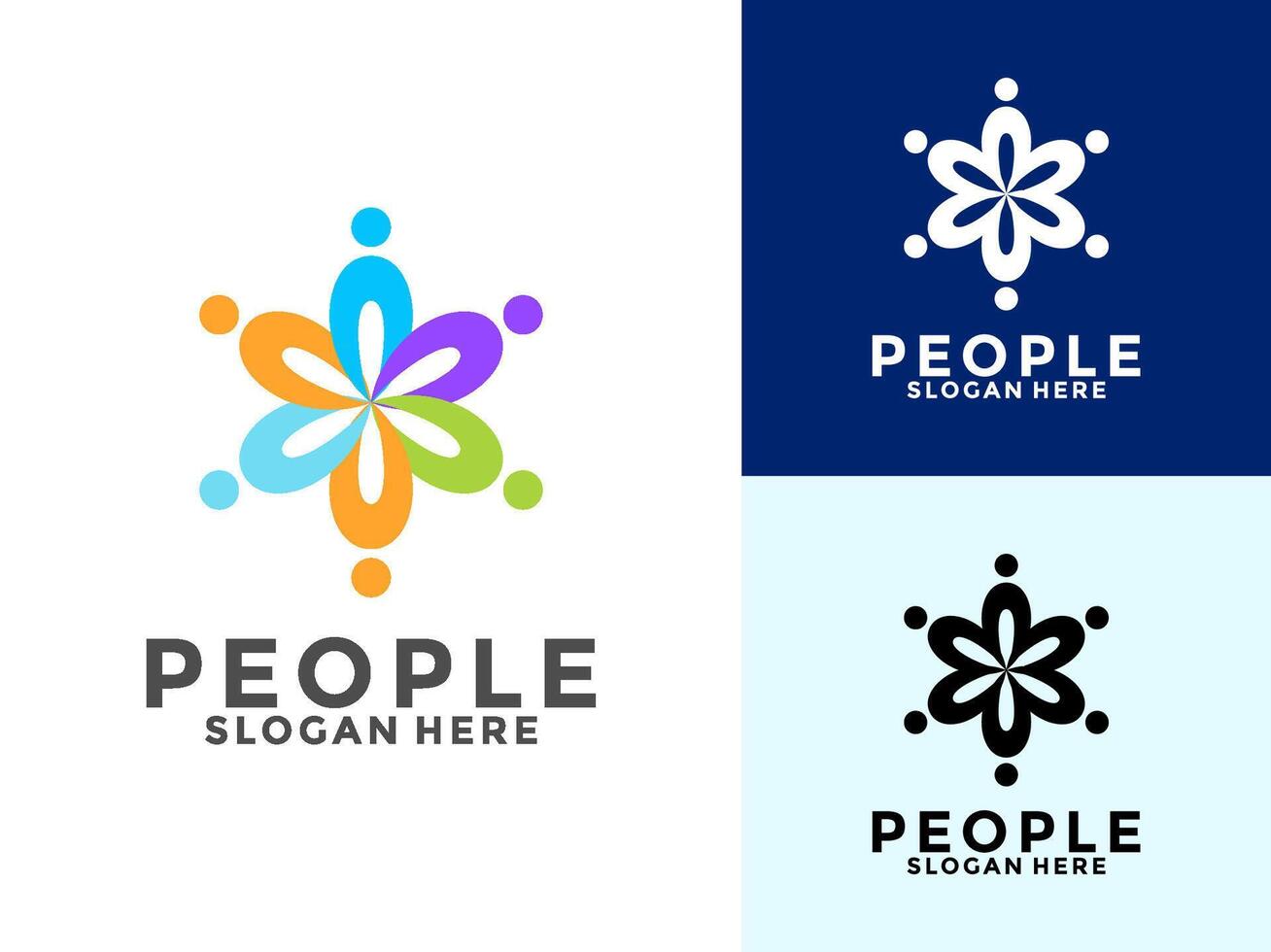 People logo design, human community logo template. symbol for teamwork, social group, community. vector