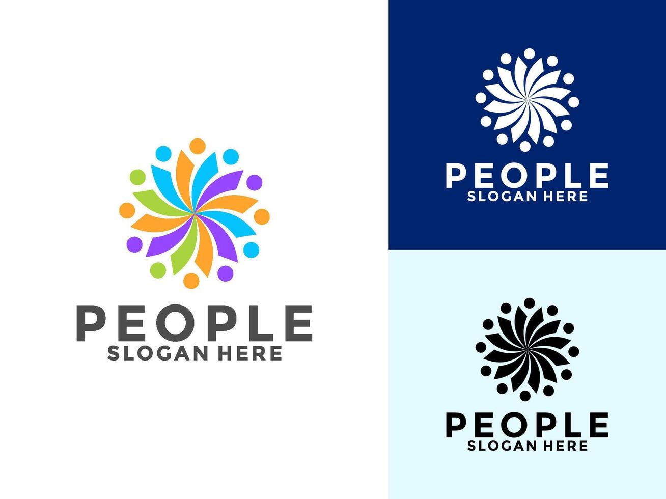 People logo design, human community logo template. symbol for teamwork, social group, community. vector