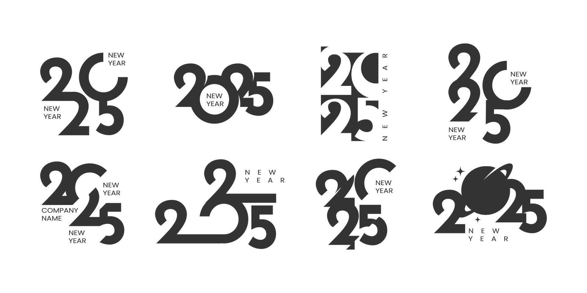 Happy new year 2025 logo template design vector