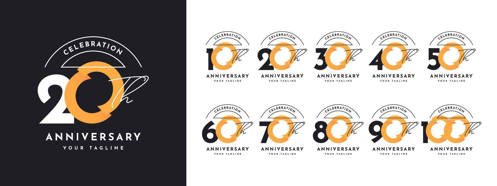 10 20 30 to 90 years anniversary template design vector