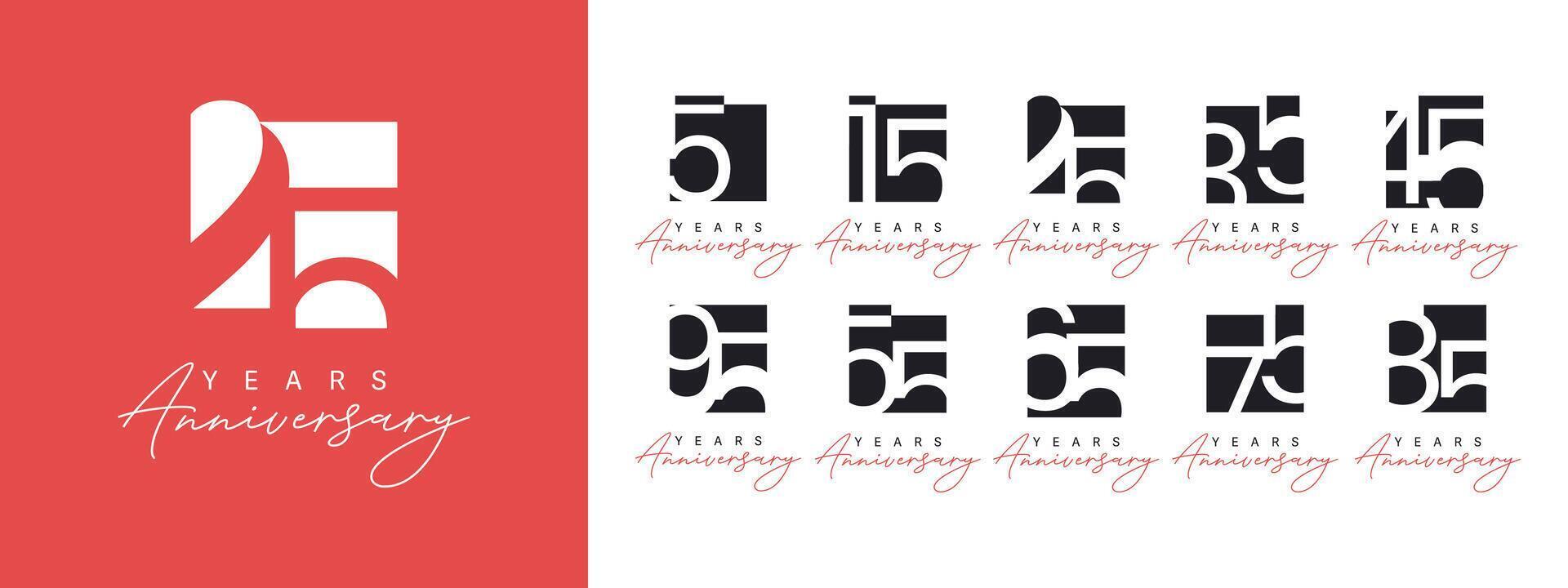 10 20 30 to 90 years anniversary template design vector