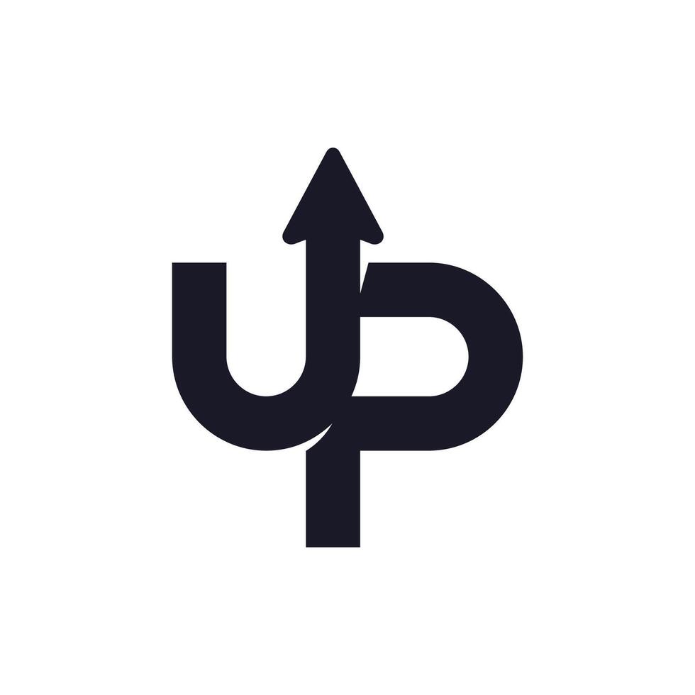 UP Logo Template Design Concept. Letter U and P logo with arrow combination. vector