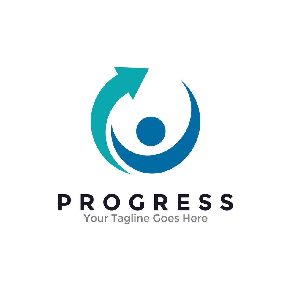 Progress Man Logo Template Design. Creative arrow up sign for growth and success concept. illustration vector