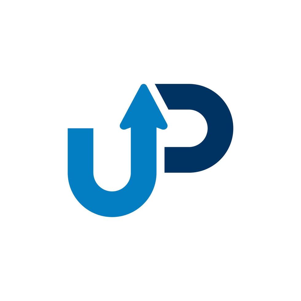 UP Logo Template Design Concept. Letter U and P logo with arrow combination. vector