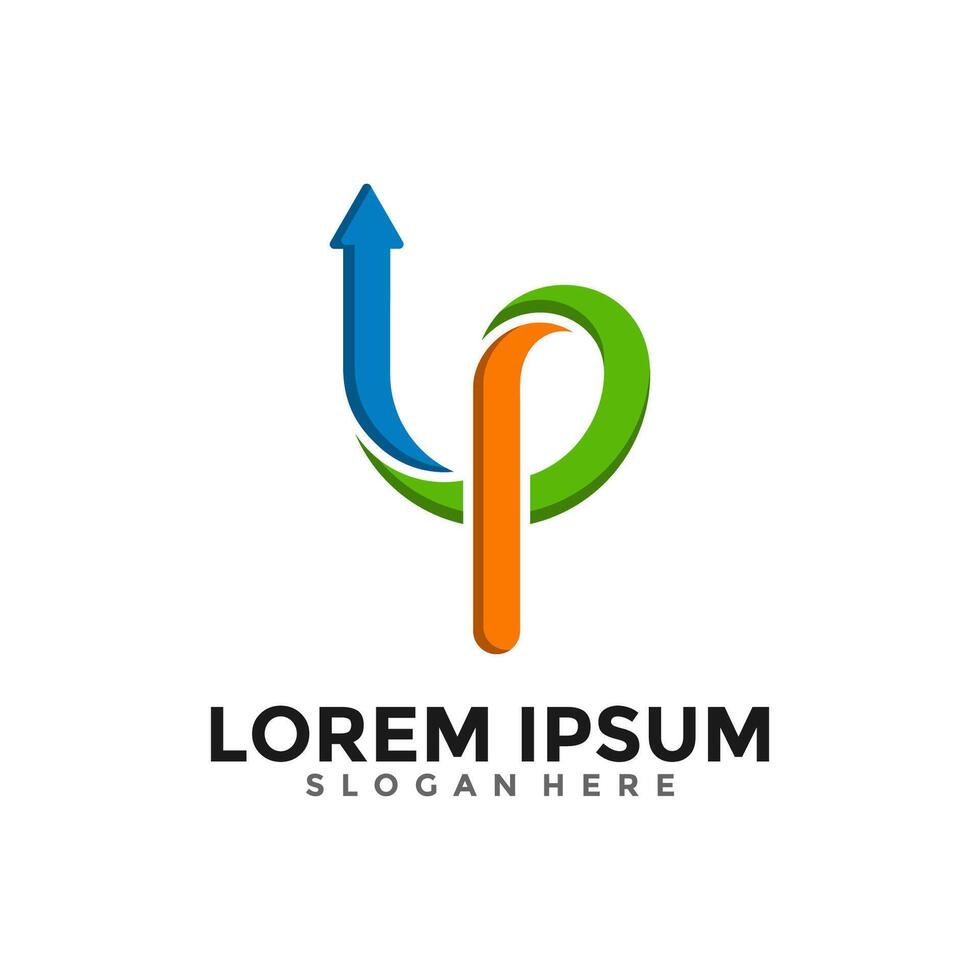 UP Logo Template Design Concept. Letter U and P logo with arrow combination. vector