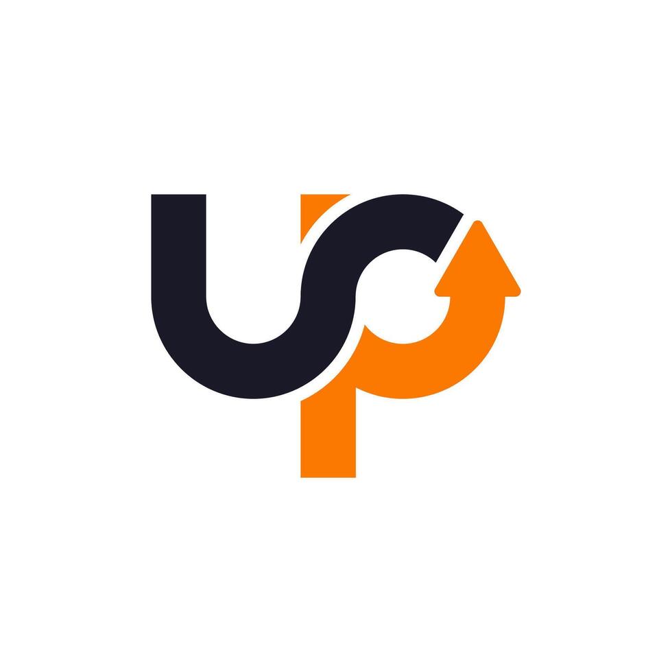 UP Logo Template Design Concept. Letter U and P logo with arrow combination. vector