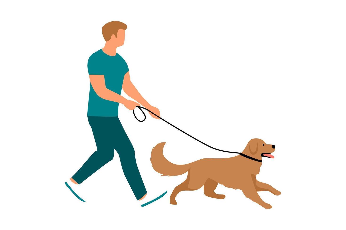 Man Walking Dog on Leash vector