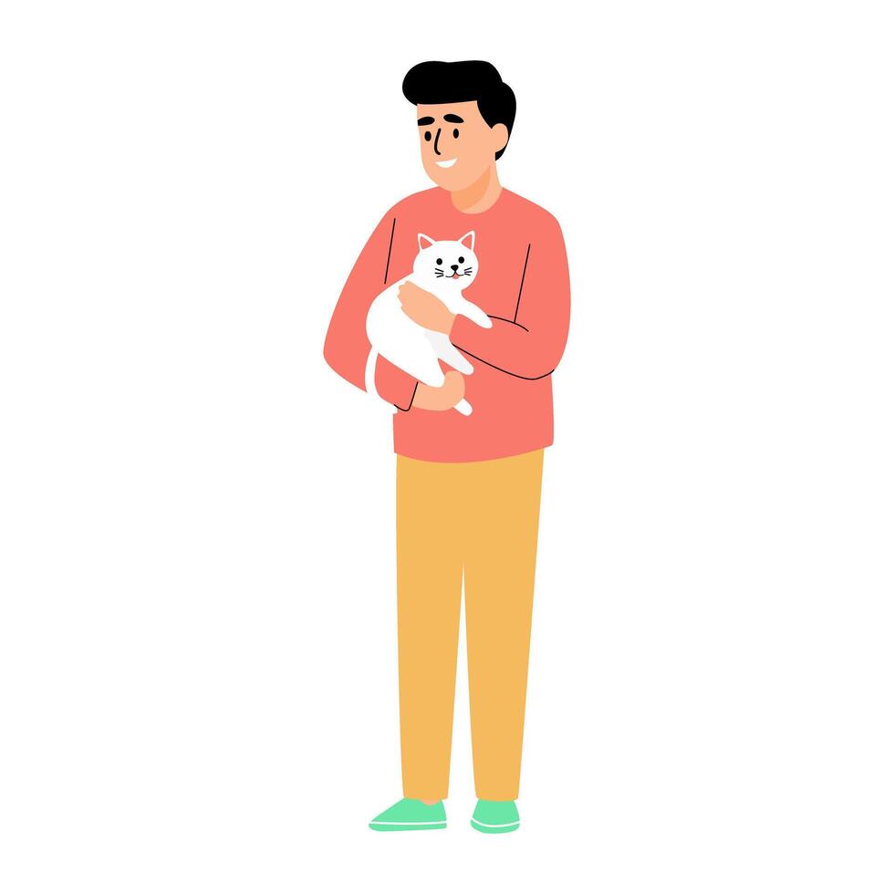 man holding a cat vector