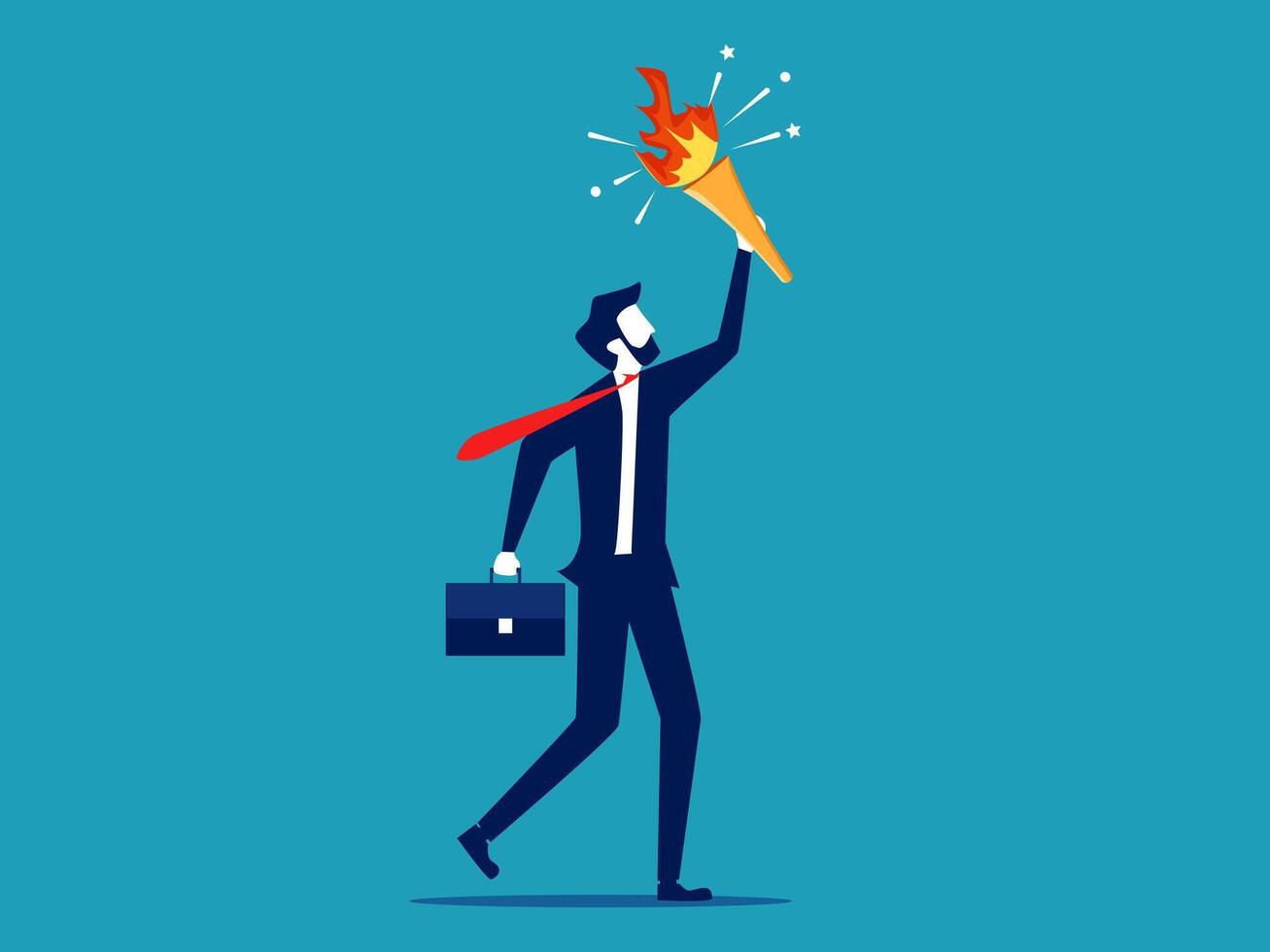 businessman with torch and briefcase holding a burning torch vector