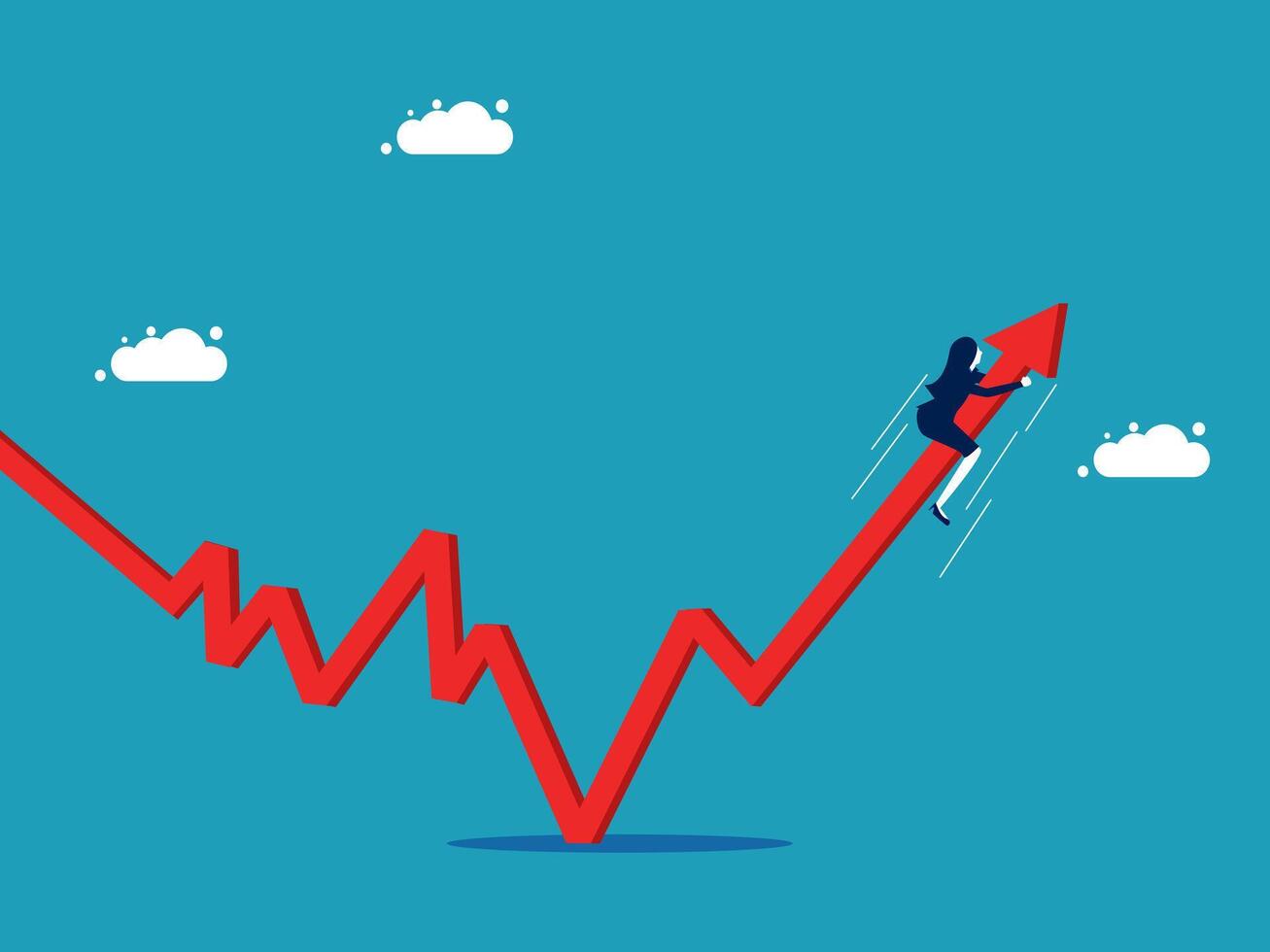 businessman climbing up an upward graph chart vector