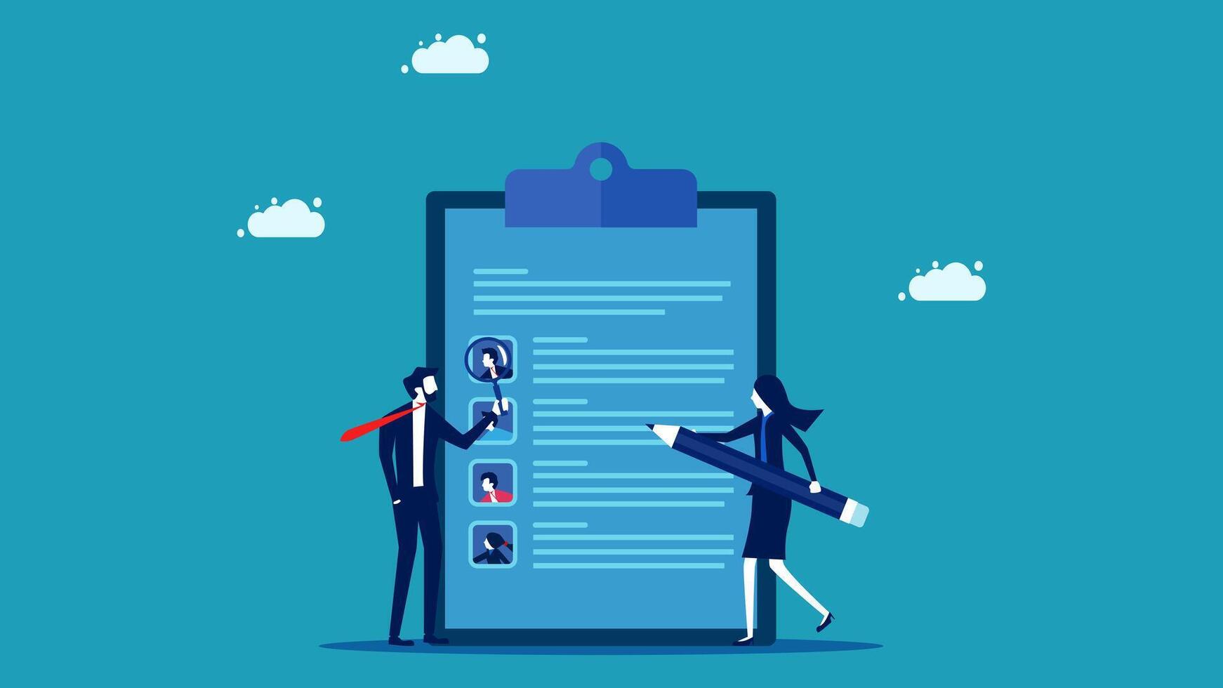 business people working on a checklist vector