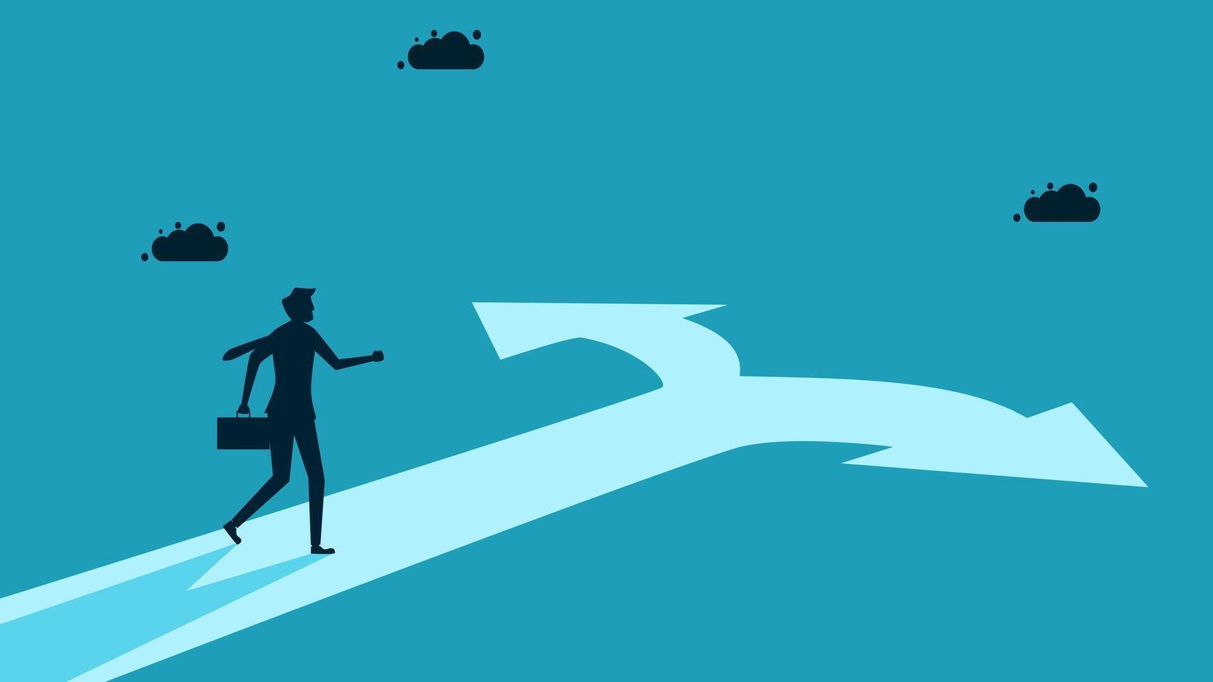 businessman walking on an arrow pointing to the right vector
