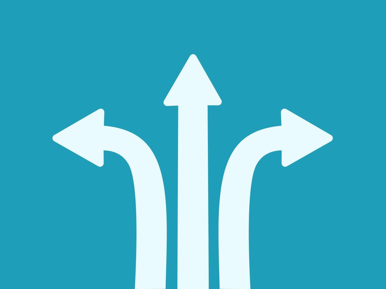 a white arrow pointing to three different directions vector