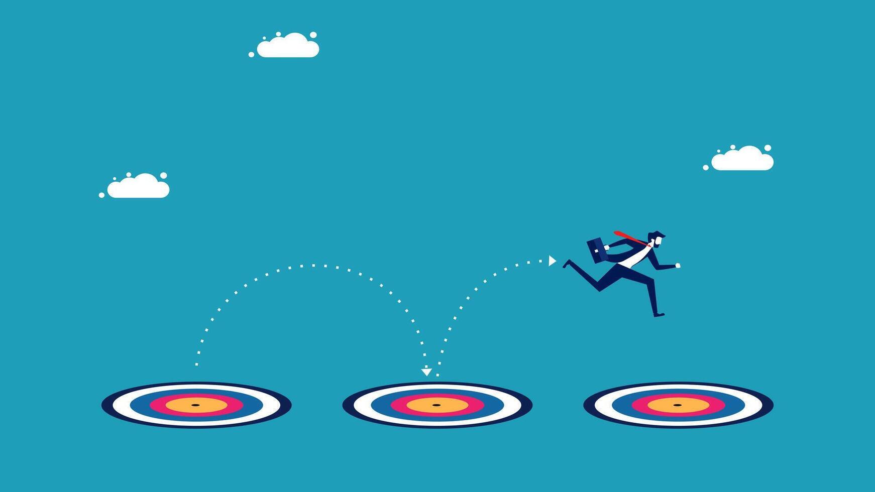 businessman jumping over the target in the center of the bulls vector