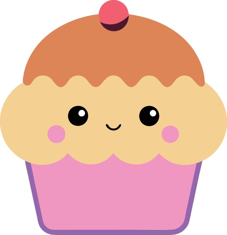 Adorable Cute Cartoon Muffin Illustration vector