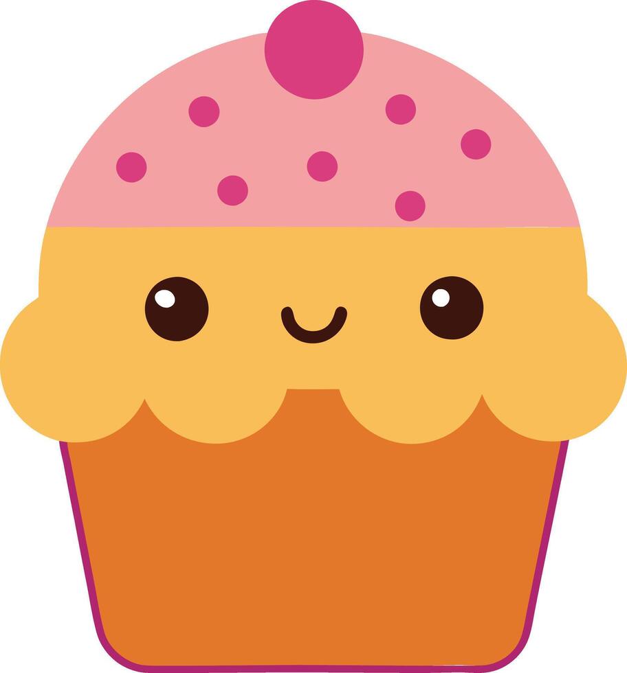 Adorable Cute Cartoon Muffin Illustration vector