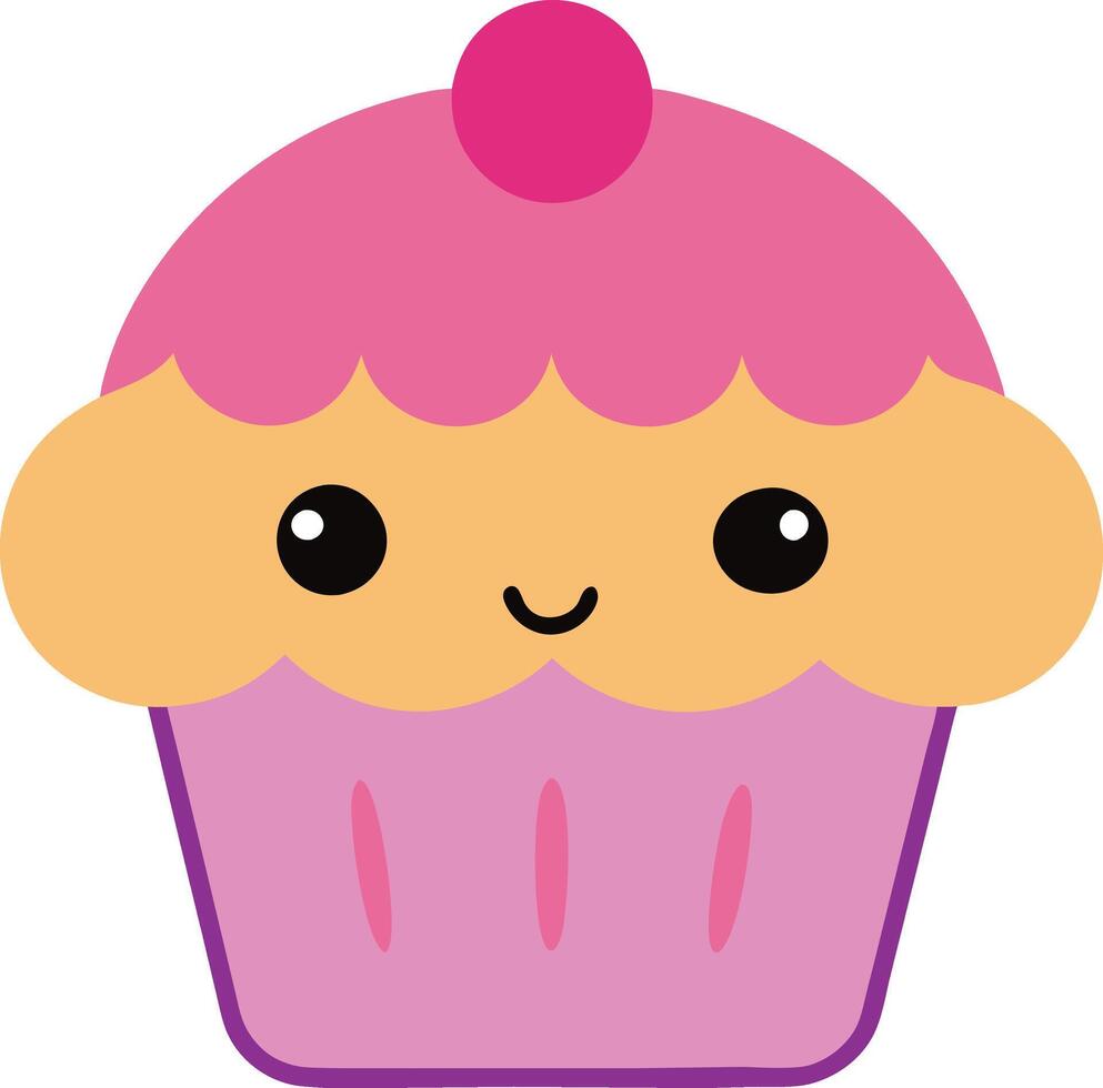 Adorable Cute Cartoon Muffin Illustration vector