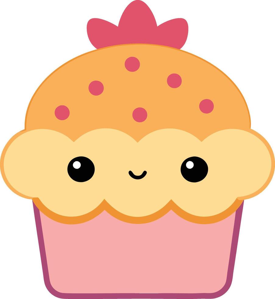 Adorable Cute Cartoon Muffin Illustration vector