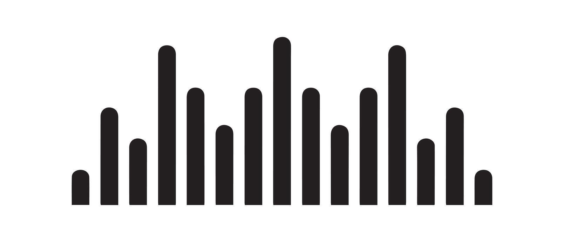 Sound wave audio black icon noise play volume design. vector