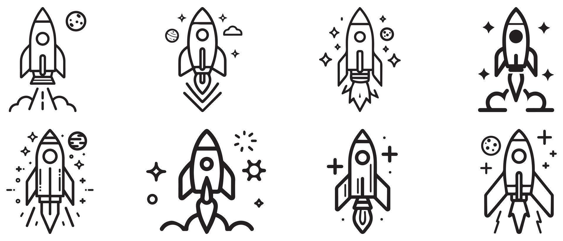 Spaceship icon set design symbol of science and technology. vector
