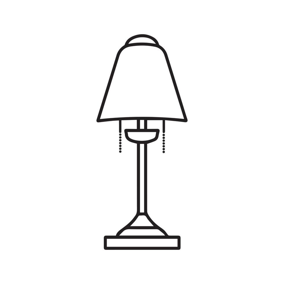 Table lamp light icon outline bright bulb design. vector