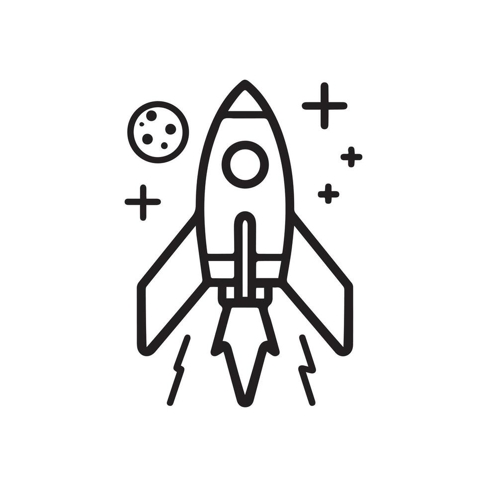 Spaceship icon set design symbol of science and technology. vector
