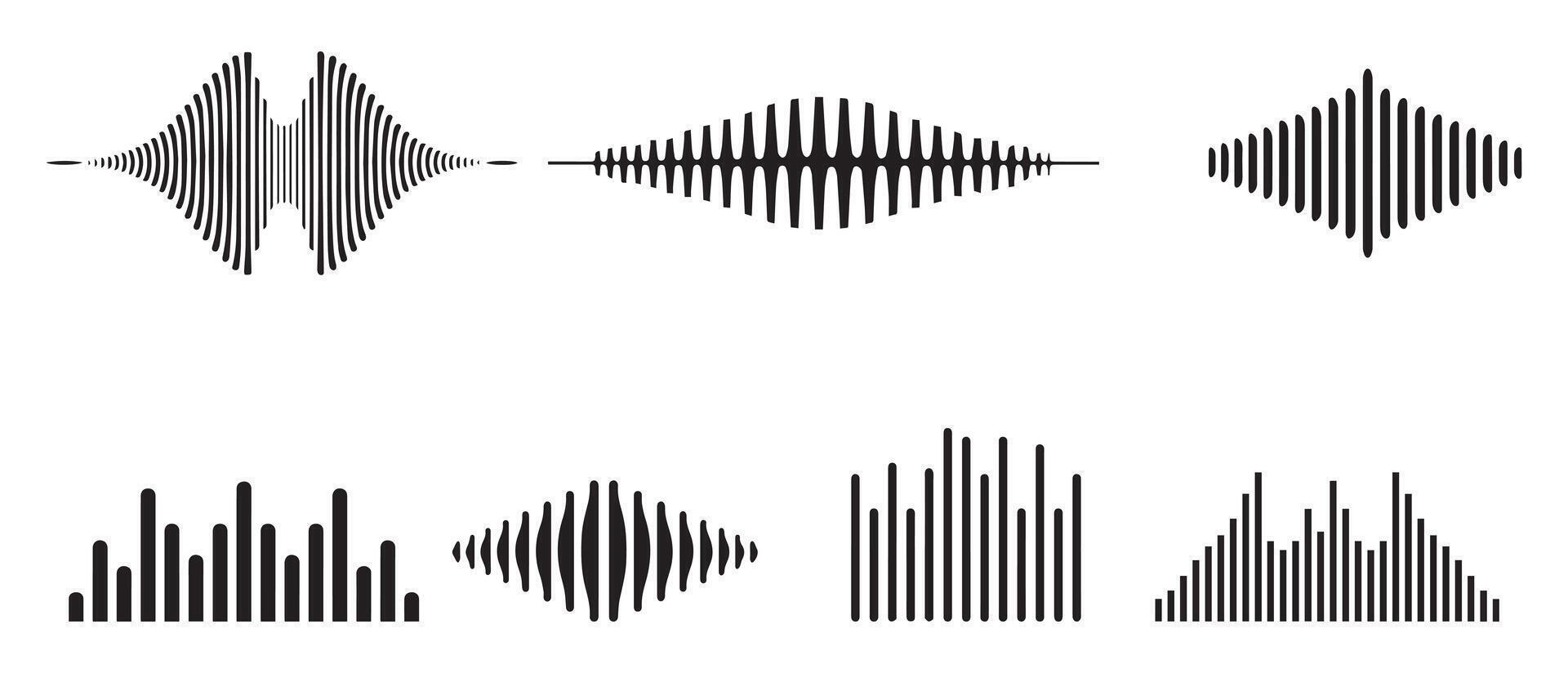 Sound wave audio black icon noise play volume design. vector