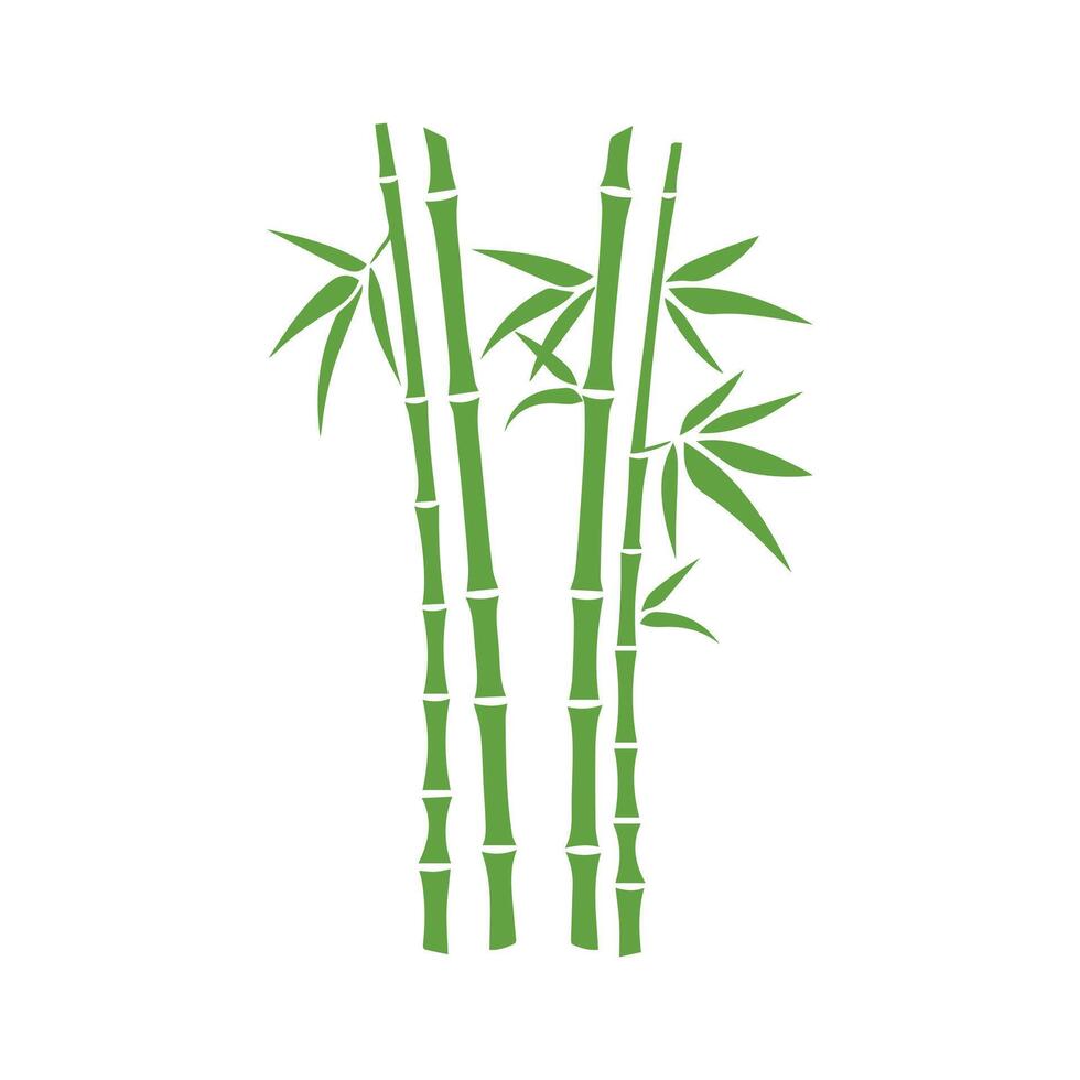 Bamboo leaves icon over white background, silhouette style, illustration vector