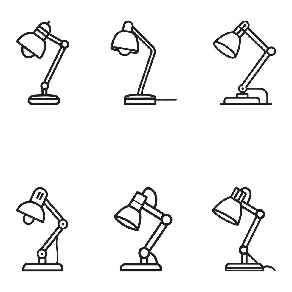 Table lamp light icon outline bright bulb design. vector
