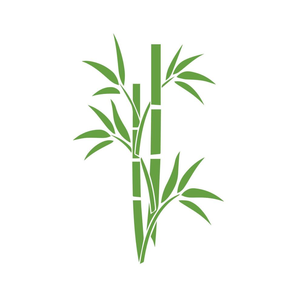 Bamboo leaves icon over white background, silhouette style, illustration vector