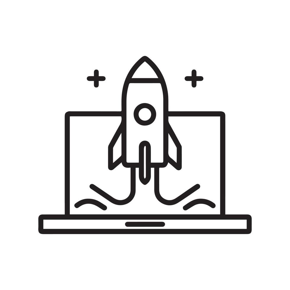 Rocket launching and Laptop icon business illustration design. vector