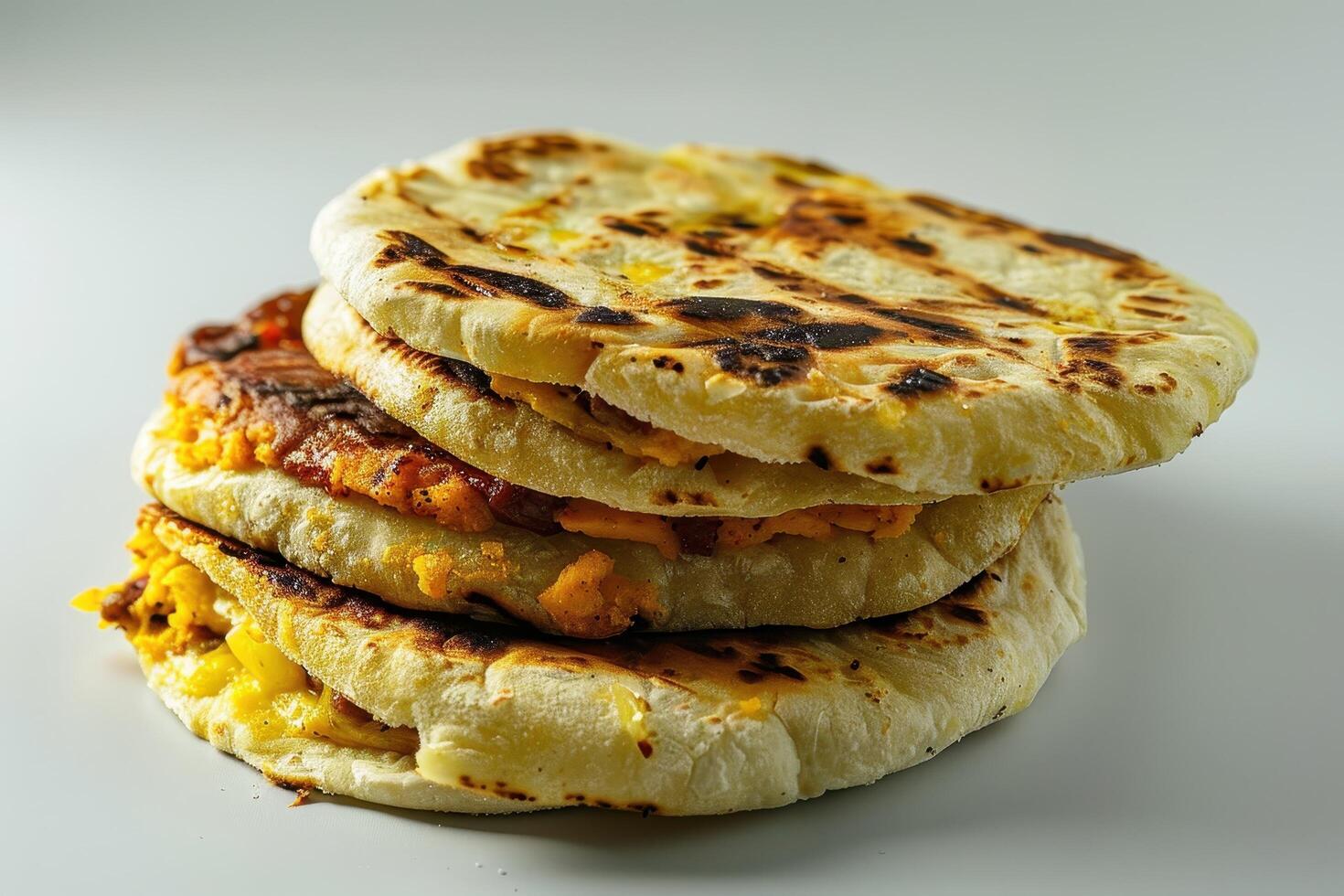 A Stack of Four Toasted Flatbreads with Filling photo