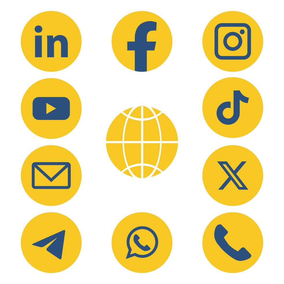 social media icon with yellow background for your business or call to action vector